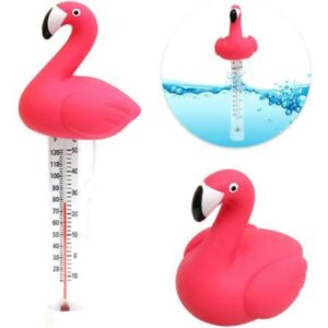 Flamingó alakú vízhőmérséklet mérő medencéhez