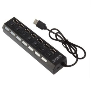 7 portos kapcsolható USB hub – Fekete