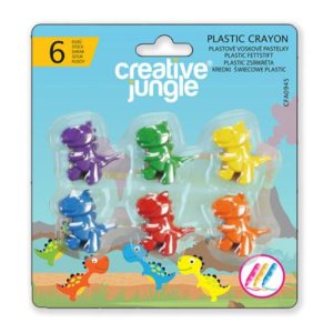 Creative Jungle: Dinó formájú zsírkréta készlet – 6 db-os
