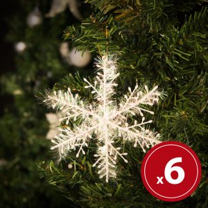 Family Hópehely karácsonyfadísz – csillogó – 15 cm – 6 db / csomag