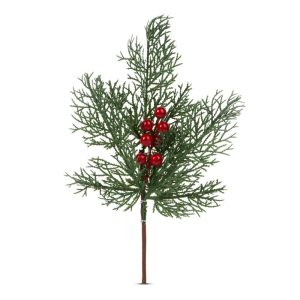 Family Karácsonyi dekoráció – fenyőág piros bogyóval – 35 cm